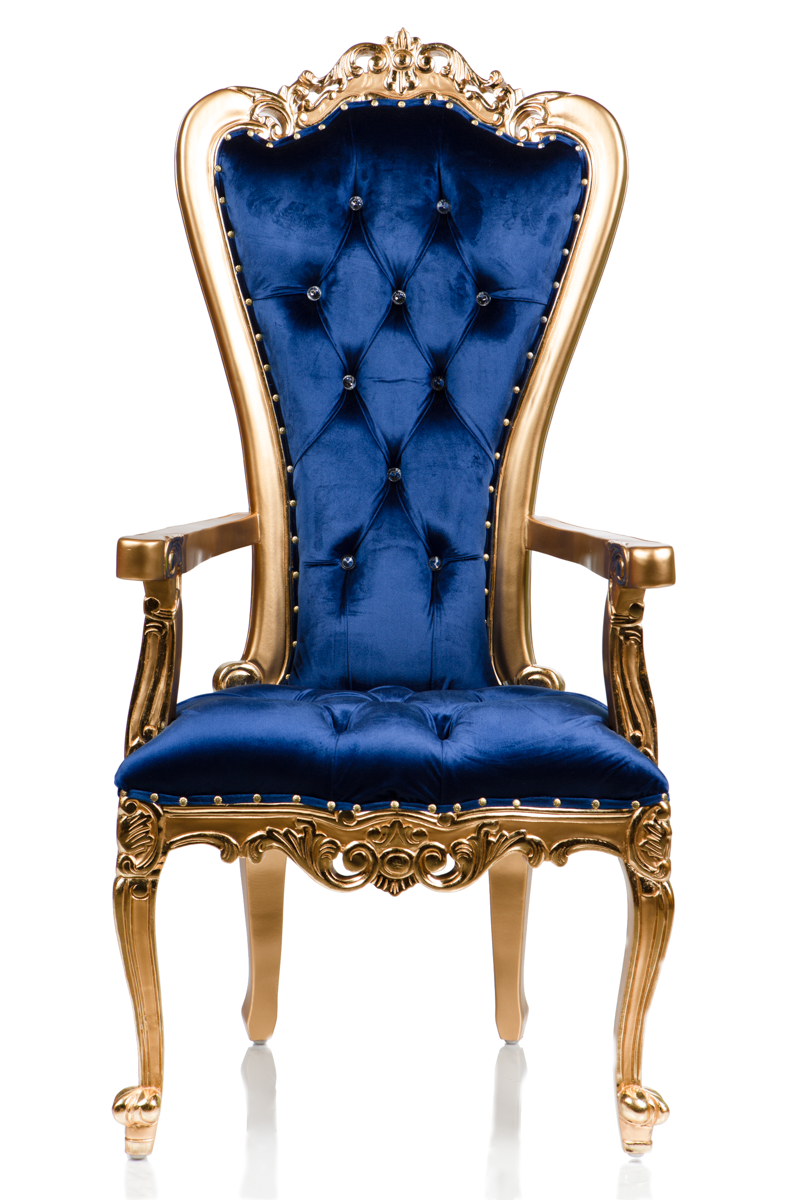 Trono con sillón Sea King (terciopelo azul/dorado)
