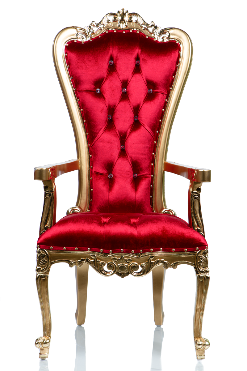 Trono de sillón vintage "Dynamite" (terciopelo rojo/dorado)