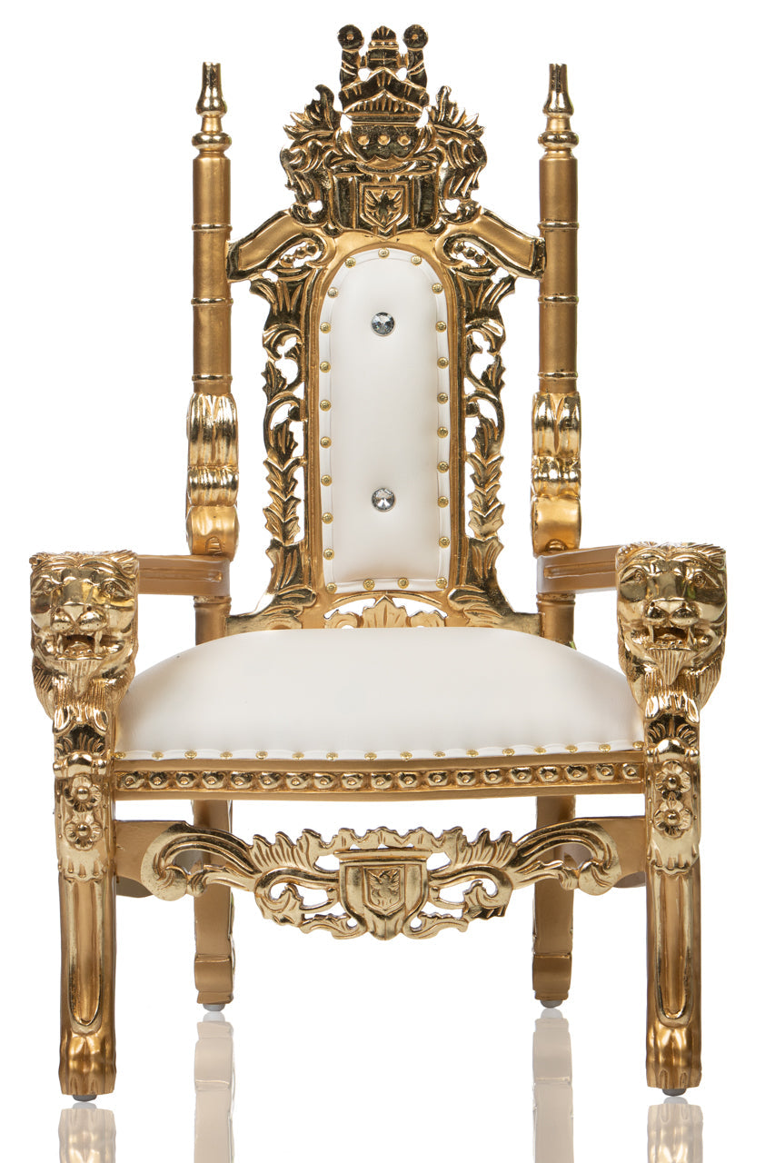 The Lenox Kids Lion Head Throne (White/Gold)