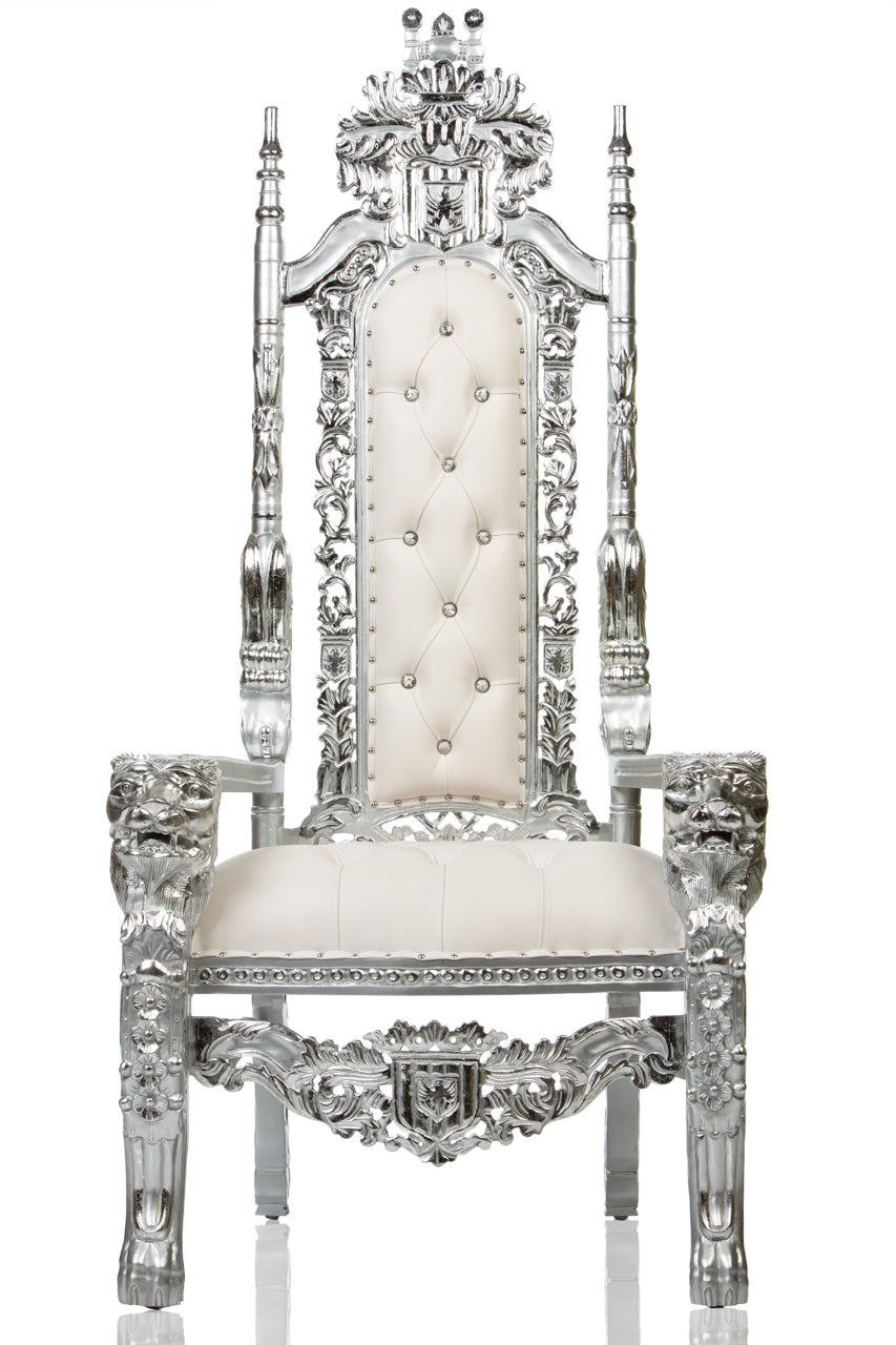 Prince Charming Lion Head Throne (White/Silver)