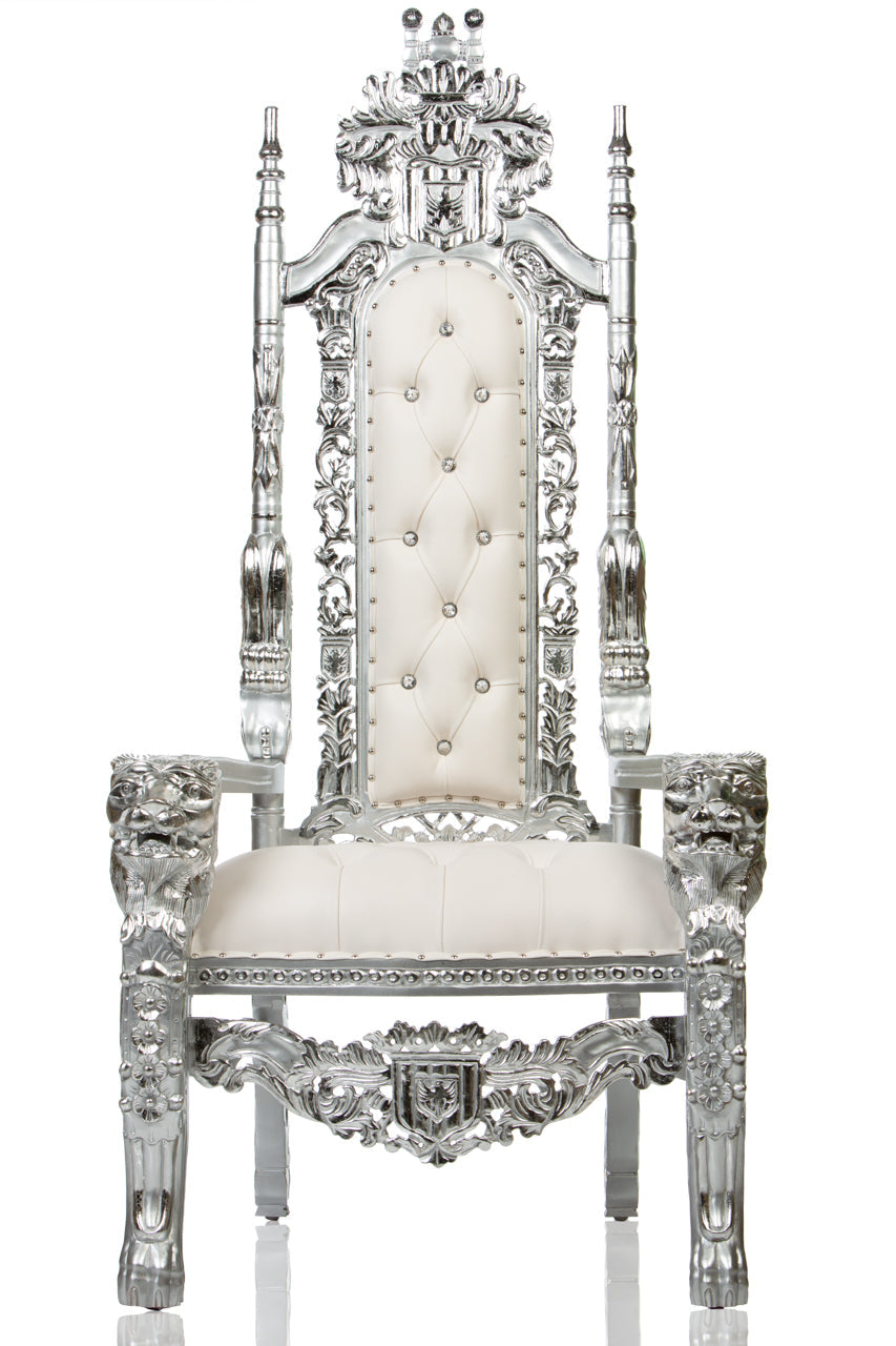 Gothic Prince Charming Lion Head Throne White/Silver (West Coast)