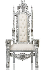 Gothic Prince Charming Lion Head Throne (White/Silver)