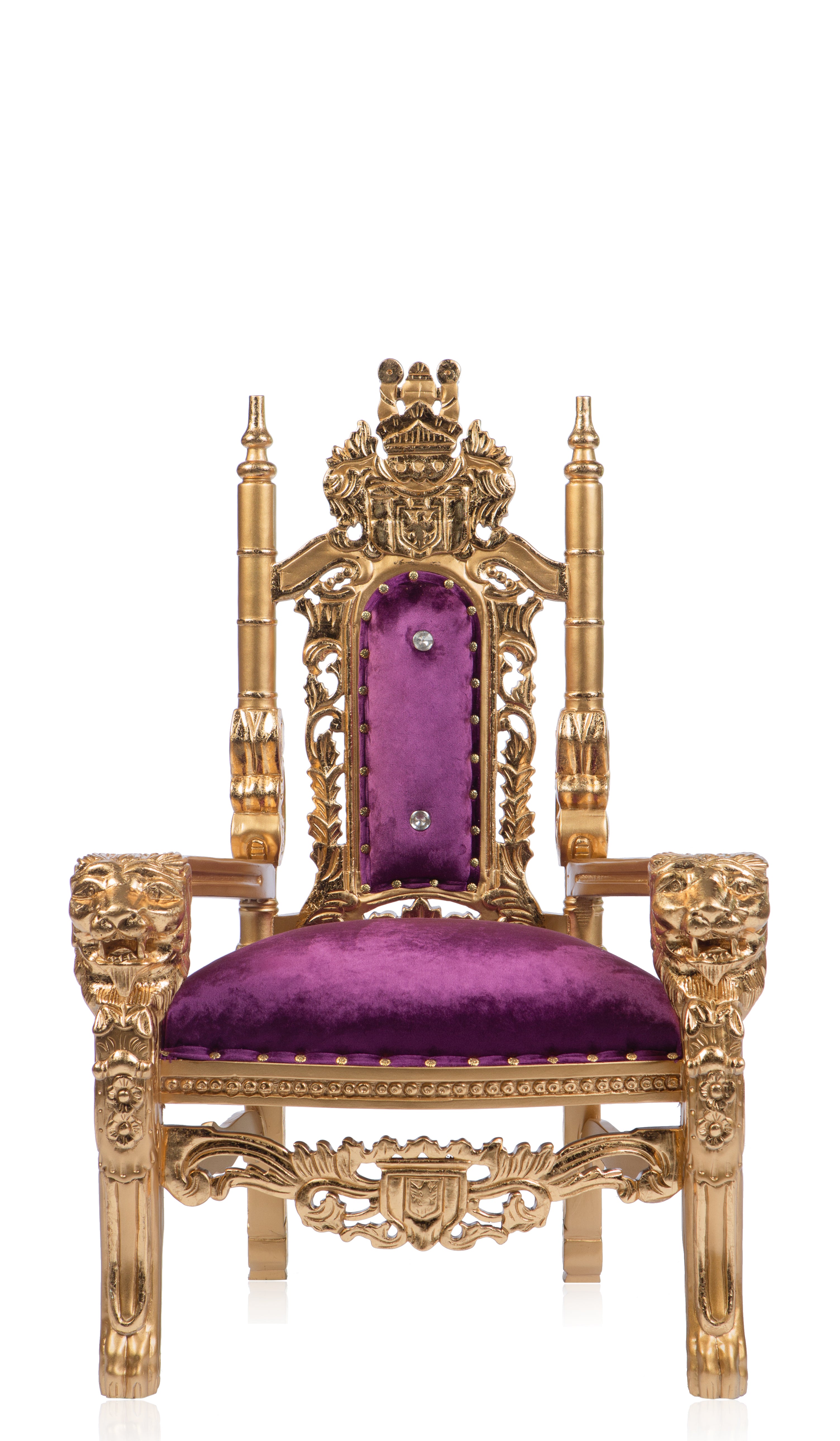 Gothic "Rapunzel" Kids Lion Head Throne Purple/Gold (West Coast)