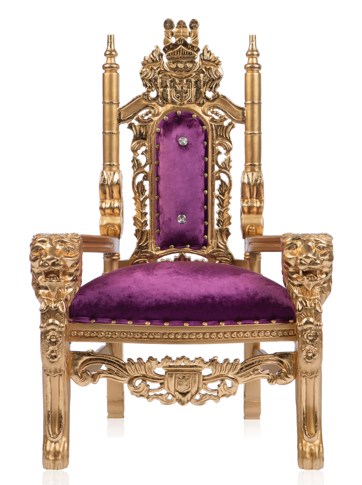 Gothic "Rapunzel" Kids Lion Head Throne Purple/Gold (West Coast)