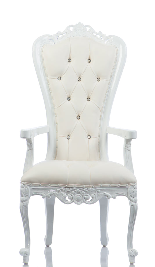 "White as Snow" Arm Chair Throne White/White (West Coast)