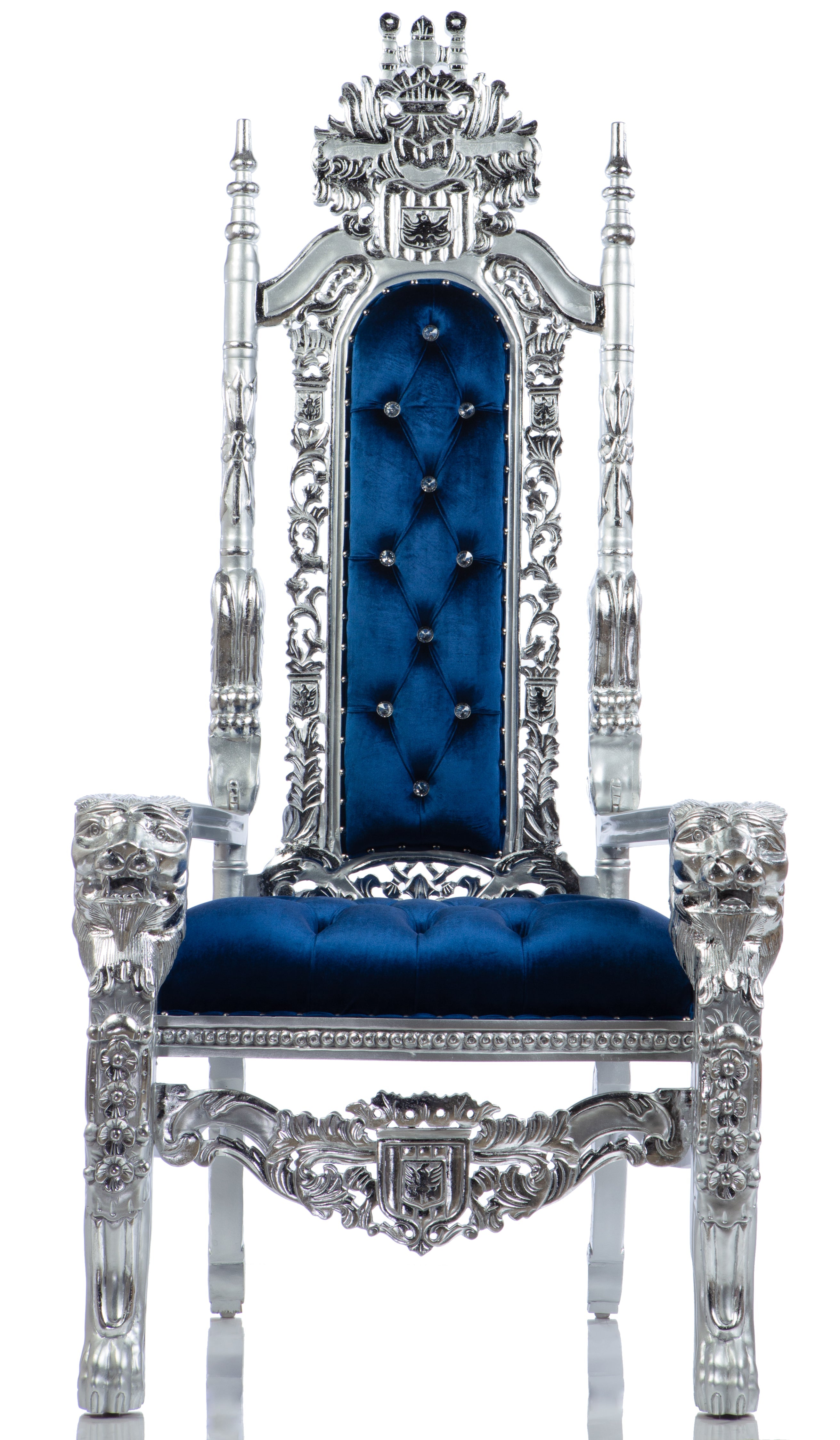 Gothic Blue Lion Head Throne (Blue/Silver)