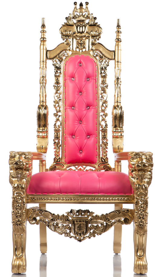 The Candy Lion Head Throne (Pink/Gold Leather)