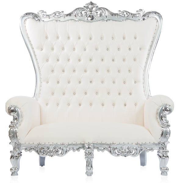 Silver White Double Throne (White/Silver) – Handcrafted Thrones