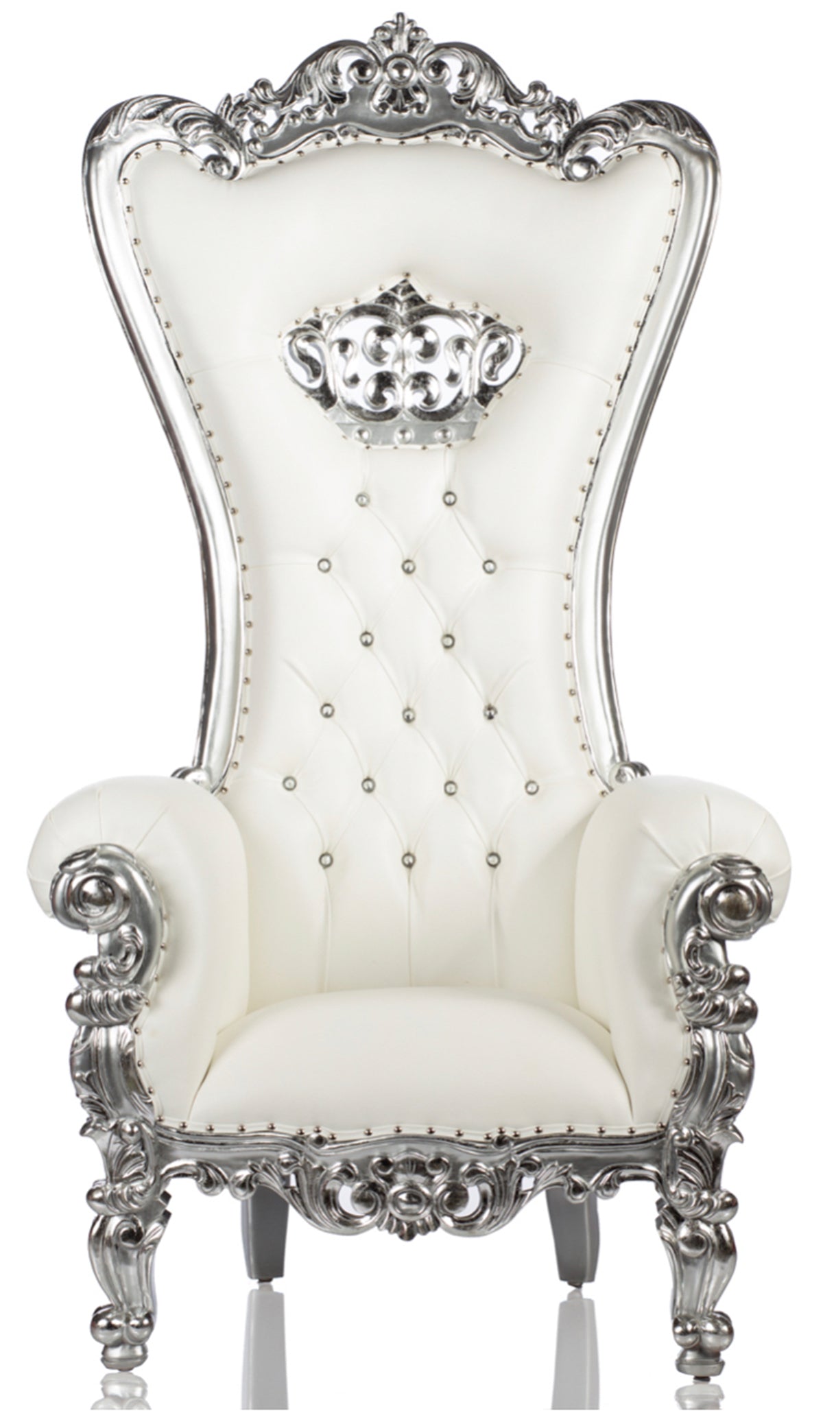 Vintage "Crowned Cinderella" Shellback throne (White/Silver)