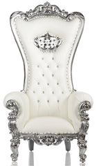 Vintage "Crowned Cinderella" Shellback throne (White/Silver)